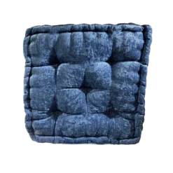 Navy blue square cushion with sewed edging an 5 buttons