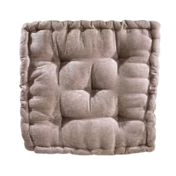 Soft pink square cushion with 5 button accents