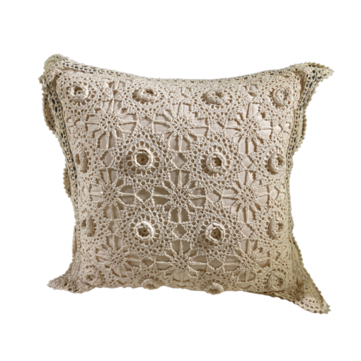 Croquette covered square pillow in cream