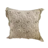 Bergamo Pillow in cream with crochet star-pattern overlay and scalloped lace trim, front view