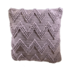 Pale purple square pillow with textured chevron stripes