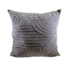 Gray velvet oversided pillow cushion with gold detailing in patterned lines