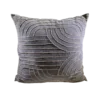 Gray velvet oversided pillow cushion with gold detailing in patterned lines
