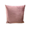 Dusty pink velvet square pillow with plush texture for wedding lounge and event seating rental