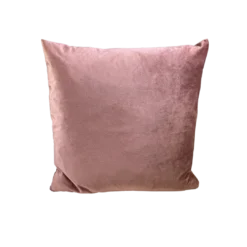 Dusty pink velvet square pillow with plush texture for wedding lounge and event seating rental