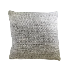 Large gray and cream woven cotton pillow with textured fabric for wedding lounge and event seating rentals