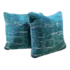 Caswel Pillow in aqua and teal chenille, 17x17 square throw pillow, front view on white background