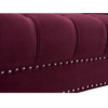 Close up on silver nailhead edging with velvet burgundy fabric