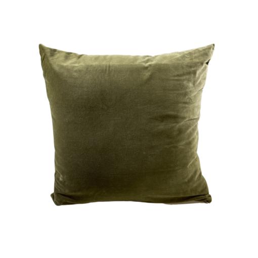 Olive green velvet square pillow