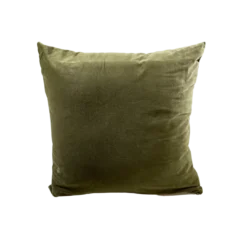 Olive green velvet square pillow