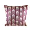 Oversized square pillow cushion with chevron stripes in shades of pink. Darker pink parallel lines between chevrons.