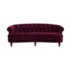 Burgundy chesterfield sofa with velvet fabric and nailhead accents