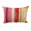 Rectangular pillow with pink, amber, white, purple stripes