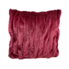 Burgundy square pillow with furry fabric