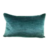 Emerald green rectangular pillow with vertical folds in the fabric.