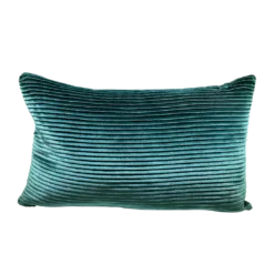 Emerald green rectangular pillow with vertical folds in the fabric.