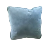 Light sky blue 18 x 18 velvet accent pillow on display