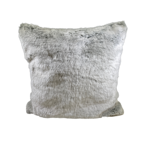 Fuzzy light gray square pillow