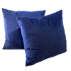 Navy velvet square pillows with a white background