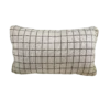 Rectangular off white pillow with gray vertical and horizontal stripes creating squares