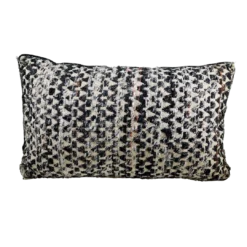 Rectangular pillow with black, gray, and white bold flecks