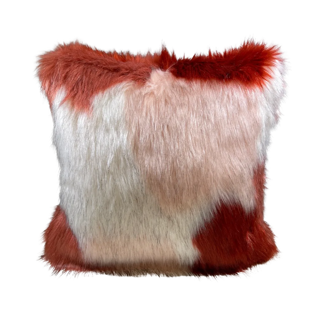 Stafford Pillow WEBP Square furry pillow with rust, white, and pink coloring