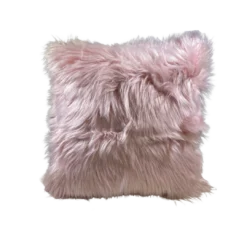 Furry square light pink pillow