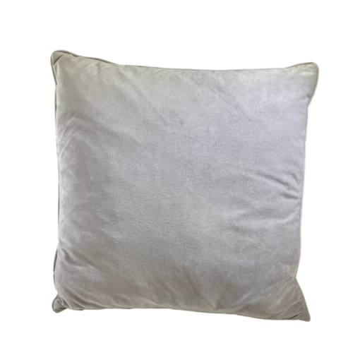 Light gray square velvet pillow