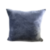 A blue gray velvet square pillow