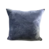 A blue gray velvet square pillow