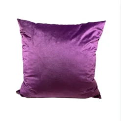 Bright purple velvet square pillow.