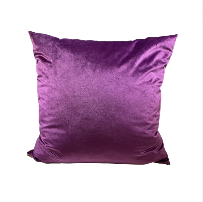 Tifton Pillow WEBP Bright purple velvet square pillow.