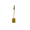 Gold. Square cube bottom with gold wire coming straight from the middle with a clip on the end to hold table numbers, seating assignments or food.
