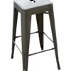 Metal Counter Stool - industrial matte gunmetal bar stool with square seat for rent in Indianapolis
