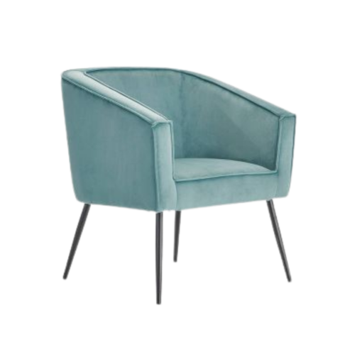 Teal velvet club chair with tapered legs