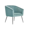 Teal velvet club chair with tapered legs