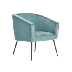 Teal velvet club chair with tapered legs