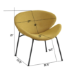 Dimensions of chair. 27 inches across, 13.75 deep, and 29 inches tall.