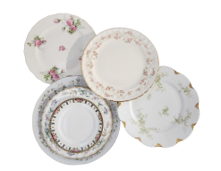 Pink Vintage Mismatched China Plates