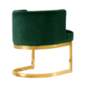 Hunter green velvet round barrel chair, back view