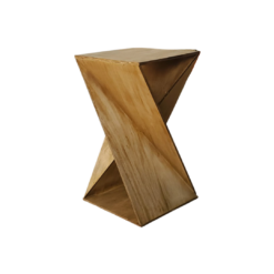 Solid wood tall table with angular lines