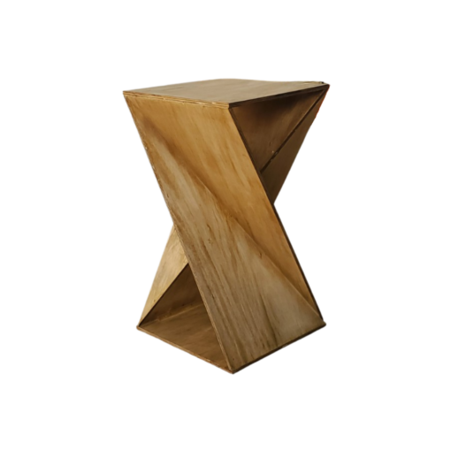 Solid wood tall table with angular lines