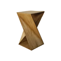 Solid wood tall table with angular lines