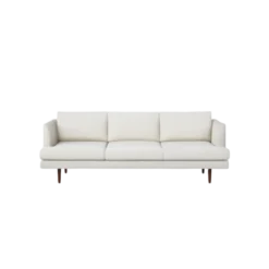 Cream white sofa with mid-century stylewith three cushions and wooden legs