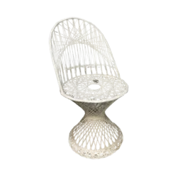 White fiberglass mid-century chair