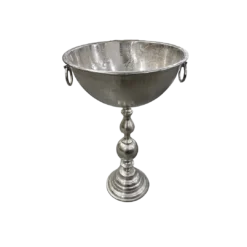 Silver Maravi Floor Length Champagne Bucket on a stand, showcasing a sleek design with a metallic finish for elegant event decor.