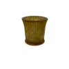 Small glass gold votives with vertical ribs.