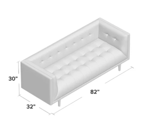 Dimensions of sofa at 82 inches long, 32 inches deep and 30 inches tall