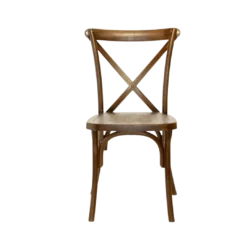 Front view showing two slats that overlap on the back to form an X