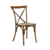 Dark wood resin crossback chair with a flat seat and 4 legs